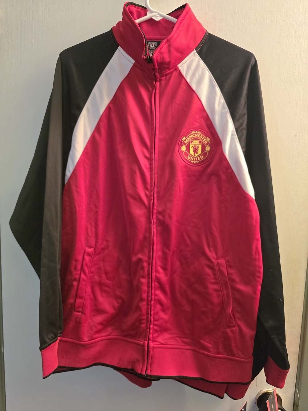 Manchester United Red Track Jacket with Black Sleeves